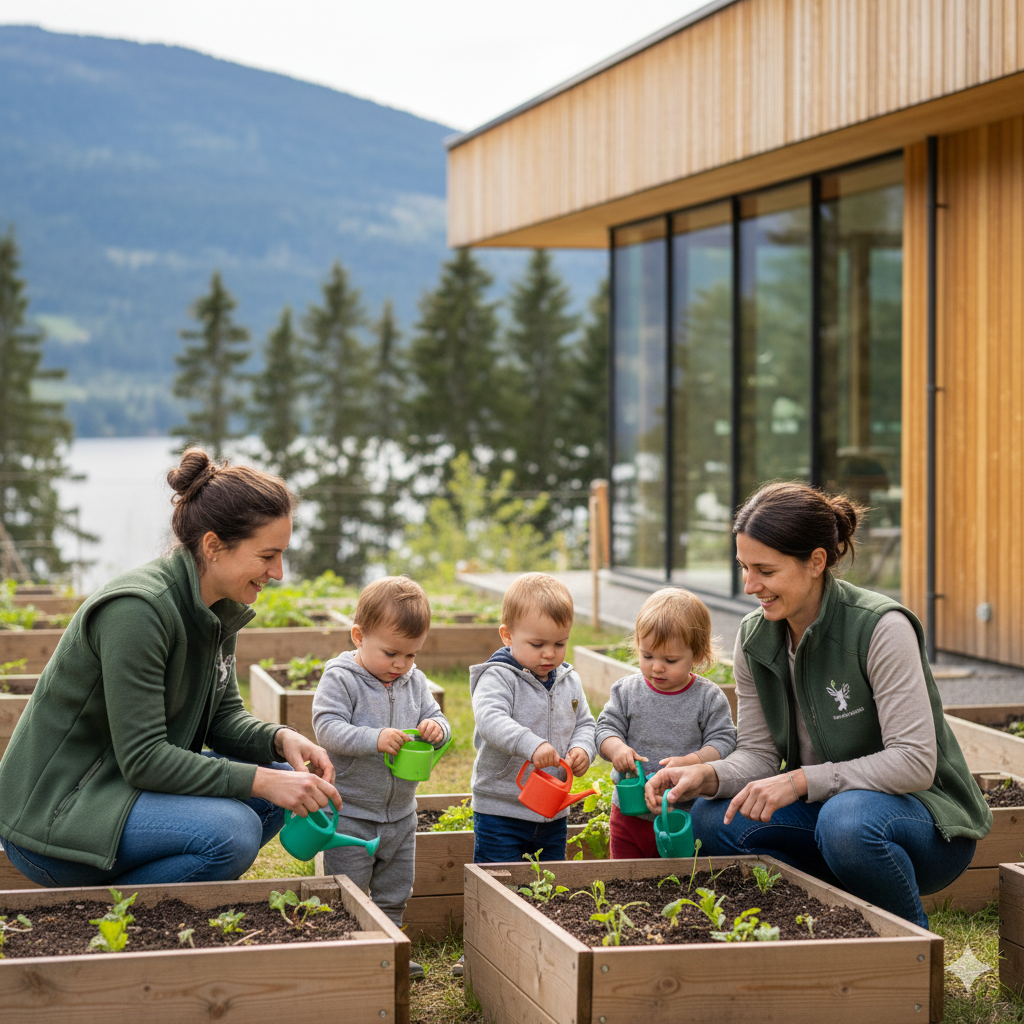 Jardinage au bord du lac